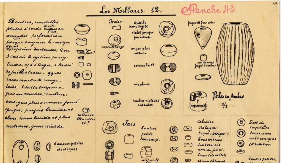 Objetos encontrados en Los Millares - Cuadernos de Luis Siret, MAN Objetos encontrados en Los Millares - Cuadernos de Luis Siret, MAN