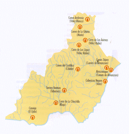 Mapa de yacimientos calcolíticos en Almería - Ana Mª Vazquez Hoys, UNED Mapa de yacimientos calcolíticos en Almería - Ana Mª Vazquez Hoys, UNED