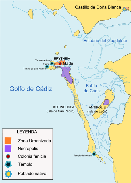 Archipiélago de las islas Gadeiras durante la época fenicio-púnica. Fuente: Wikipedia - Rodríguez Gómez Archipiélago de las islas Gadeiras durante la época fenicio-púnica. Fuente: Wikipedia - Rodríguez Gómez