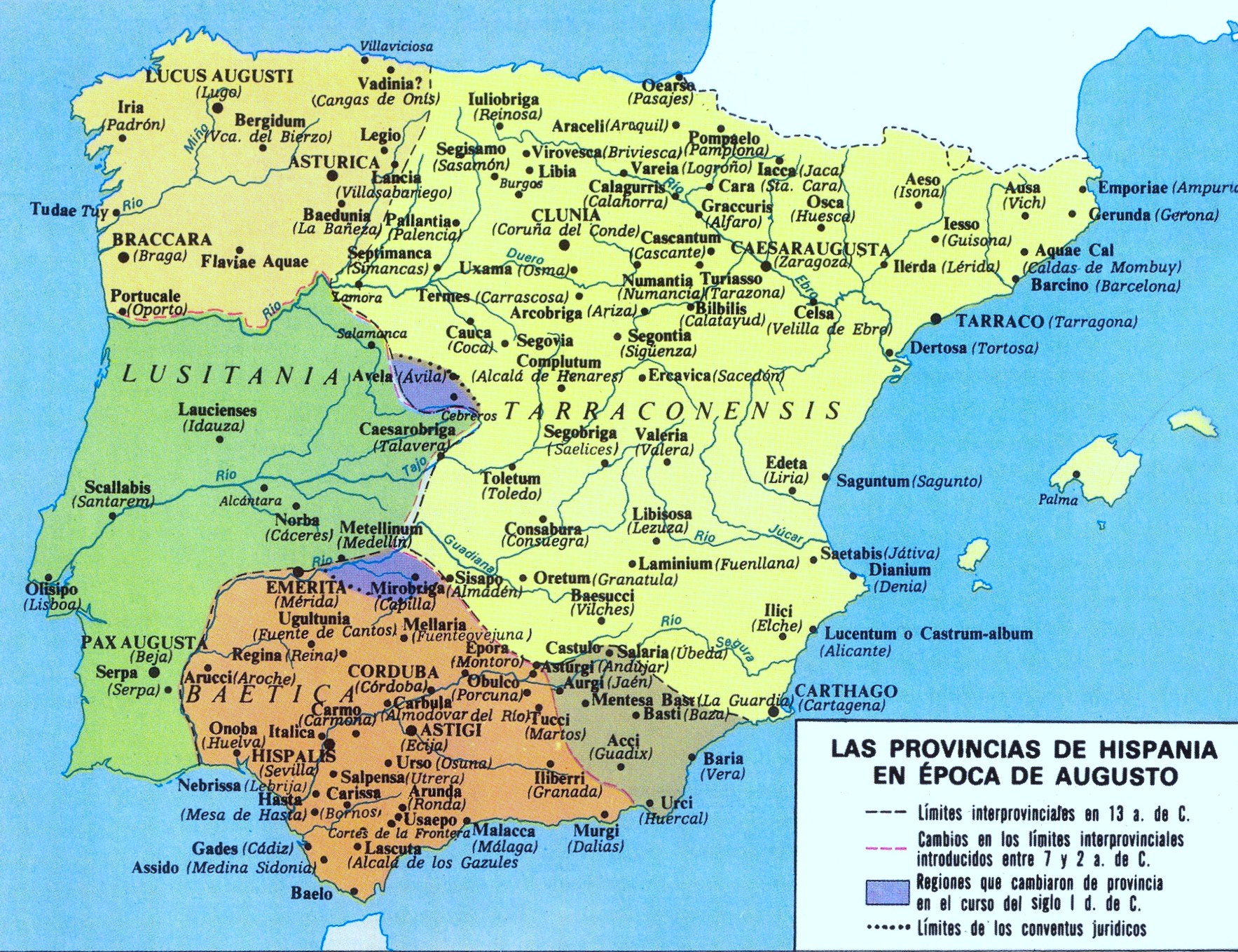 Con Augusto la Hispania Ulterior se desgajó, en el 27 a.C., en dos provincias, la Baética, con capital en Corduba, y la Lusitania, con capital en Emerita Augusta, y se creó una nueva unidad administrativa, los Con Augusto la Hispania Ulterior se desgajó, en el 13 a.C., en dos provincias, la Baética, con capital en Corduba, y la Lusitania, con capital en Emerita Augusta, y se creó una nueva unidad administrativa, los