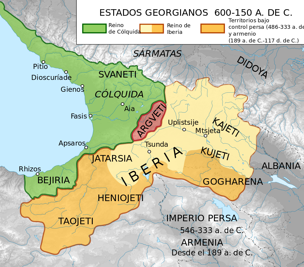 Antiguos estados georgianos en el cáucaso incluyendo el Reino de Iberia. Fuente: wikipedia/Rowanwindwhistler Antiguos estados georgianos en el cáucaso incluyendo el Reino de Iberia. Fuente: wikipedia/Rowanwindwhistler