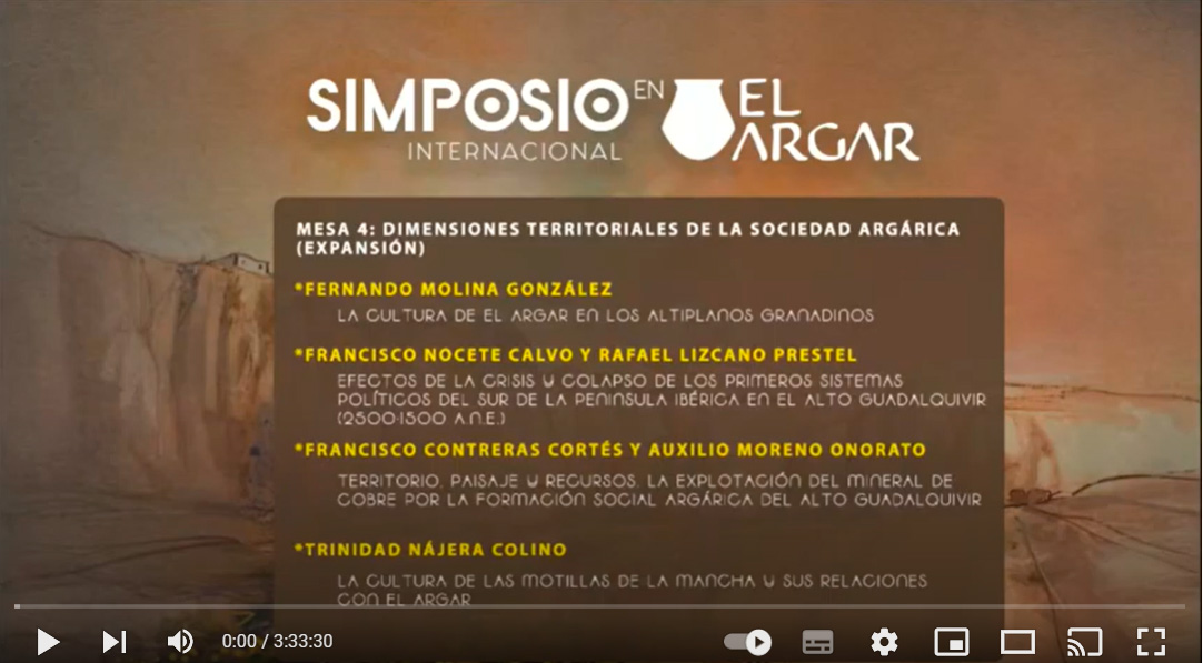 Mesa 4: Dimensiones territoriales de la sociedad argárica – área nuclear. Haz clic para ver en Youtube Mesa 4: Dimensiones territoriales de la sociedad argárica – área nuclear